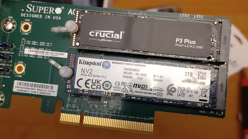 Dual NVMe SSDs PCIe Adapter Supermicro AOCSLG32M2 SteDi Gaming